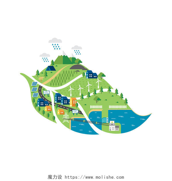 绿色节能新能源城市矢量素材